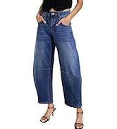 Sidefeel Women's Barrel Jeans Wide Leg Vintage Mid Rise Y2k Baggy Boyfriend Ankle Denim Pants