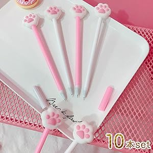 N2459 カスタムボールペン 猫ちゃんビーズ 肉球 リボン 再販なし！ Amazon | moin moin ボールペン ペン 猫 ねこ 肉球 | ピンク5本