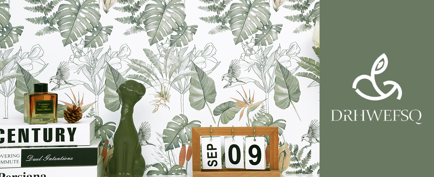 DRHWEFSQ Peel and Stick Wallpaper Tropical Style Wallpaper 16.1"x 196