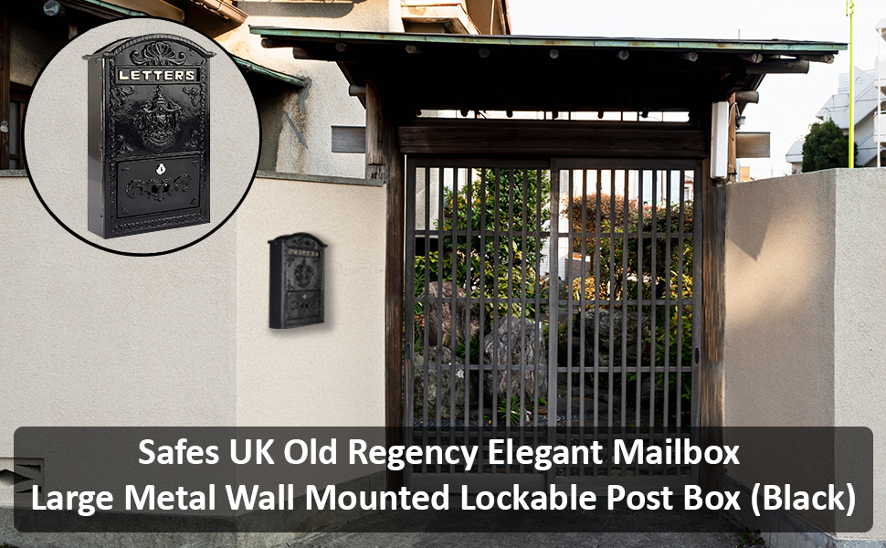 Safes uk Old Regency Elegant Large Metal Post Box Wall mounted with