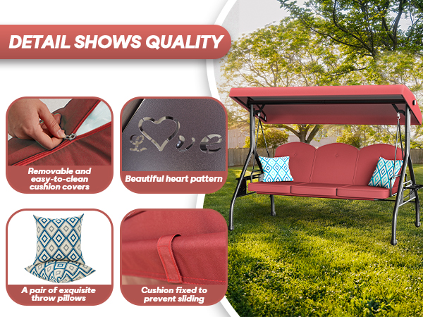 Amazon.com : ZZW 3 Seat Outdoor Porch Patio Swing with Stand