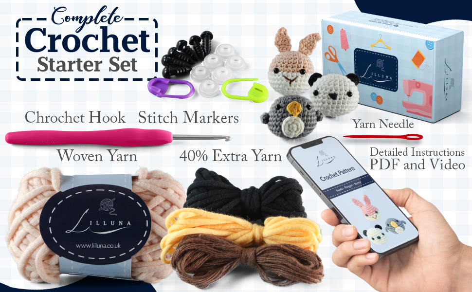 Lilluna Beginners Crochet Kit UK Specific Guides and Videos, Online