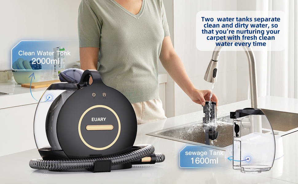 EUARY 32Kpa Handheld Carpet Spot Cleaner Machines Small for Sofa and