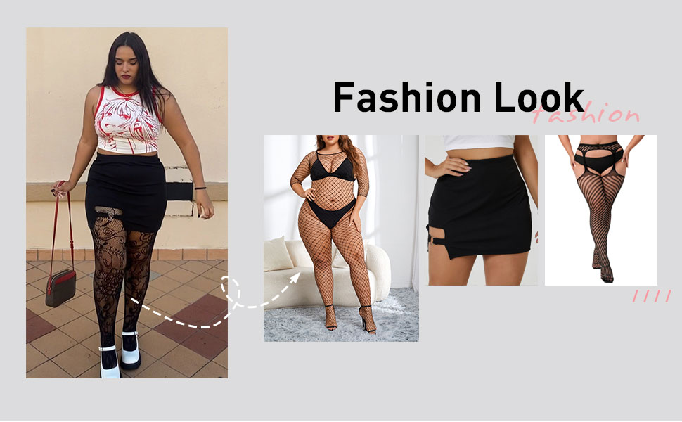 the fishnet bodystocking suitable with skirt or shorts