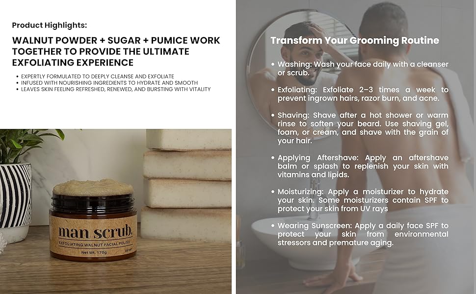 mens walnut face scrub