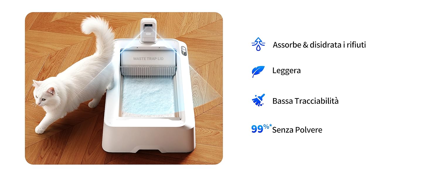 Serie di schermate dell'interfaccia dell'app mobile che mostrano varie funzioni e impostazioni di controllo per il sistema di aspirazione robotizzata.