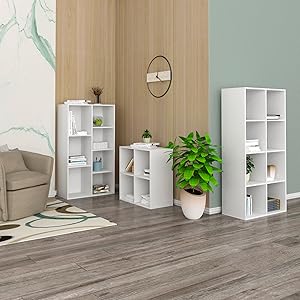 WOLTU Bookcases Book Shelf Cube Storage Units Wood Storage Shelves For Bedroom Oak 60 Cm 18 .