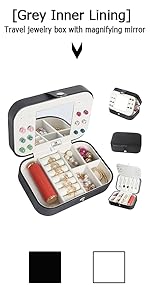 travel jewelry box with magnifying mirror