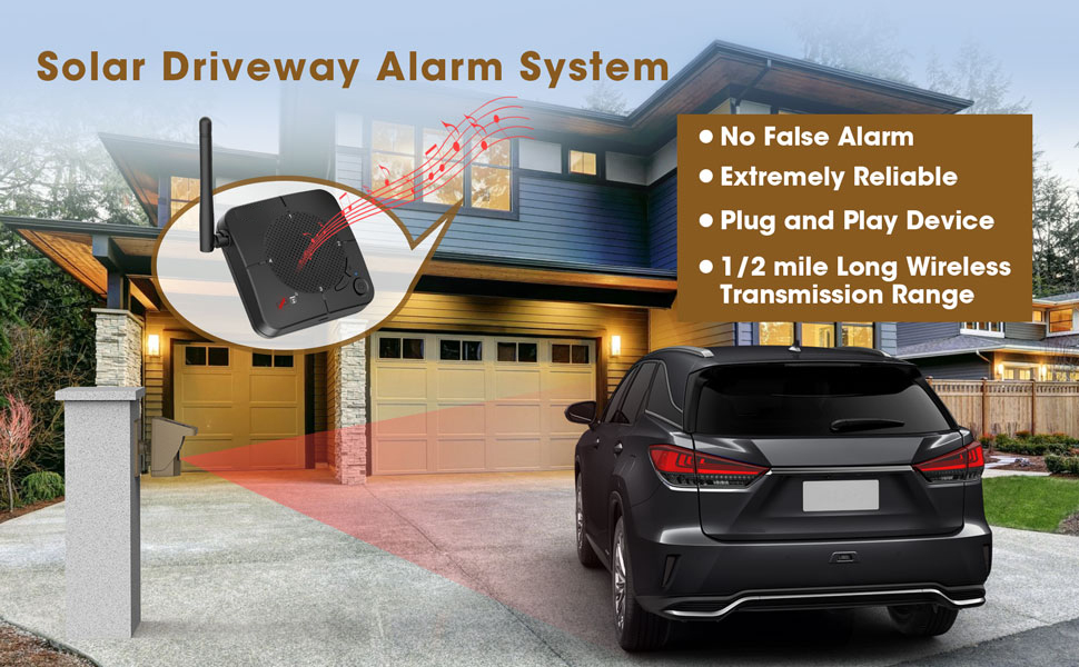 CAMCAMP 1/2 Mile Long Range Solar Wireless Driveway Alarm