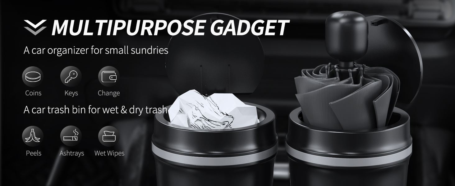 AUJEN Car Trash Can Cup Holder Leakproof Car Garbage Can