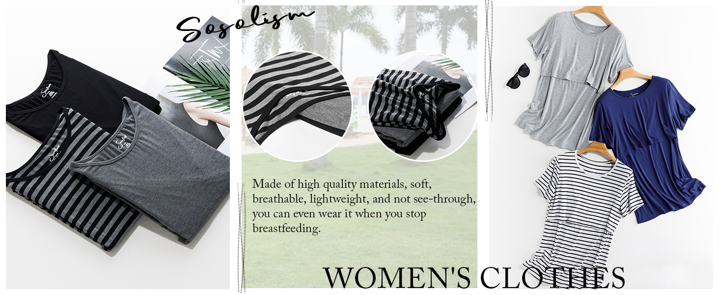 Sosolism Women's Nursing Tops Short Sleeve Breastfeeding Shirt Summer Maternity T-shirt