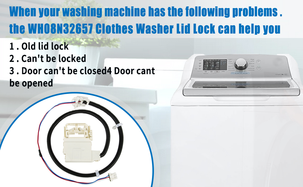 Washer Lid Lock with Wire Harness for GE GTW335ASN2WW