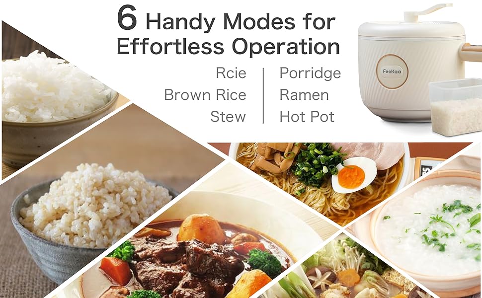 Rice Cooker Small, Feekaa Multifunctional Mini Rice Cooker 2 Cup, Small