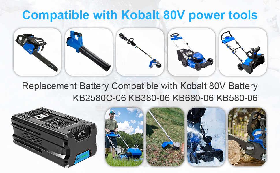 80V 6.0 Ah Battery Replacement for Kobalt 80V KB 2580C06