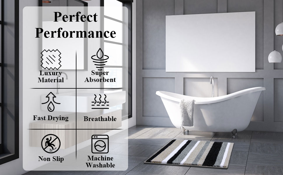 Pauwer Extra Large Bathroom Mats 70 x140 cm Non Slip Washable Bath Shower Rugs Microfiber Soft