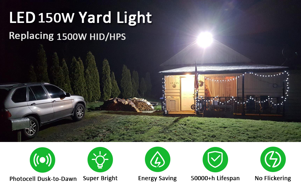 LED Barn Light 150W Dusk to Dawn Outdoor Yard Lighting with Photocell