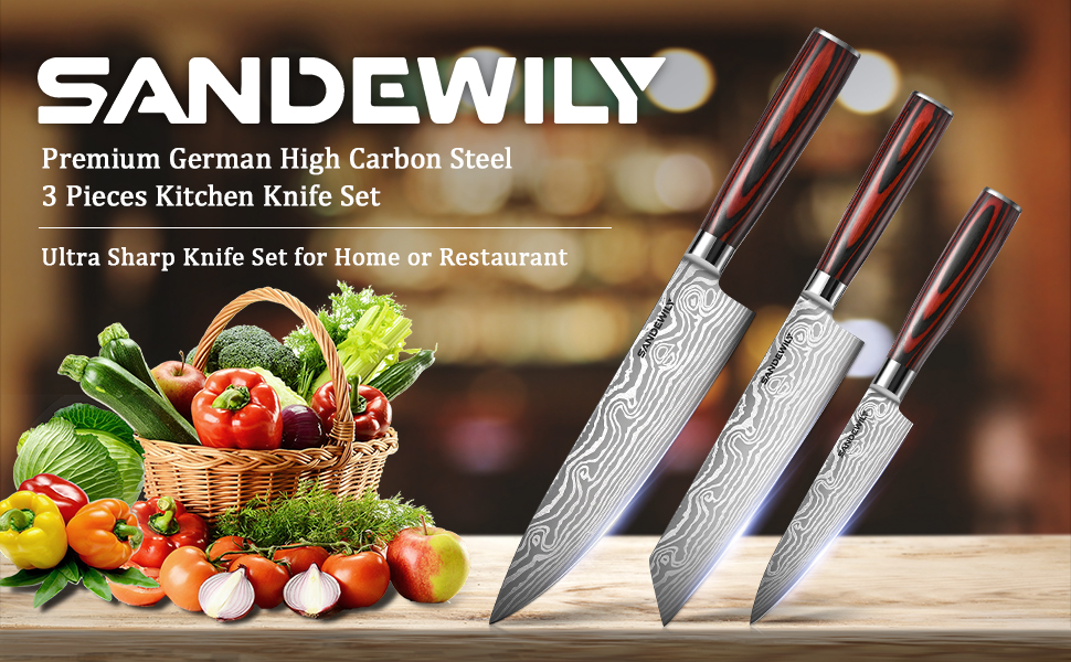 Amazon.com: SANDEWILY Japanese Chef Knife Set 3 PCS & Red