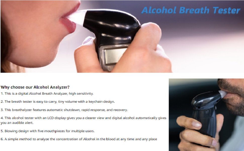 HEBEZON Portable Alcohol Testing Machine, Digital Audio Alert Breath