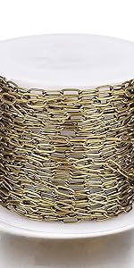 Antique Bronze Paperclip Link Chain Brass Soldered Oval Cable Cross Chain