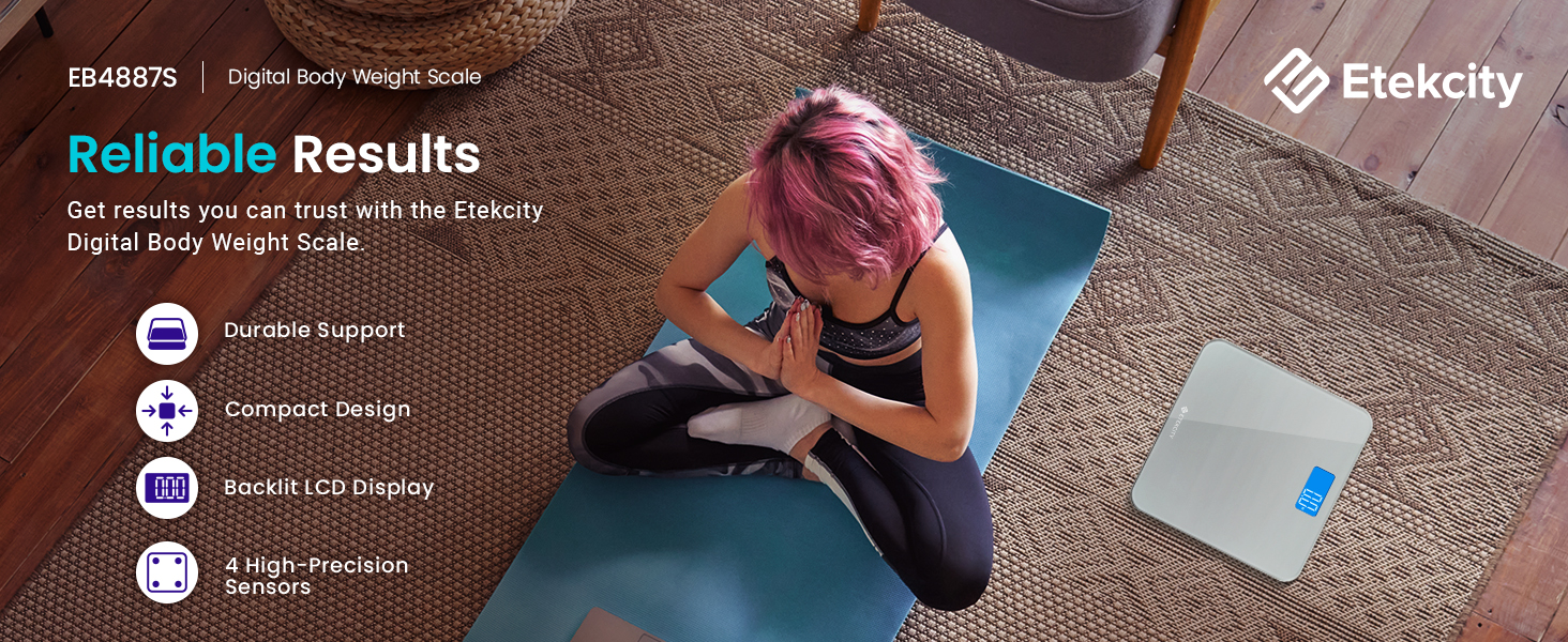 Etekcity Digital Body Weight Bathroom Scale with Body Tape Measure and Round Corner Design