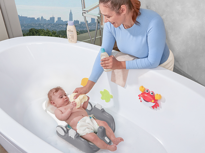 BabyBond Baby Bath Seat with Sitting & Lying 2 Modes, 3Speed Adjustment, Powerful