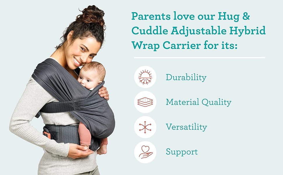 Infantino Hug & Cuddle Adjustable Hybrid Wrap Hybrid Baby Carrier