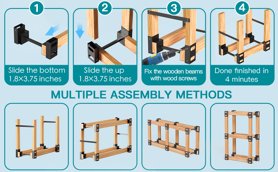 Eibikdi Firewood Rack Outdoor, Adjustable Length Wood