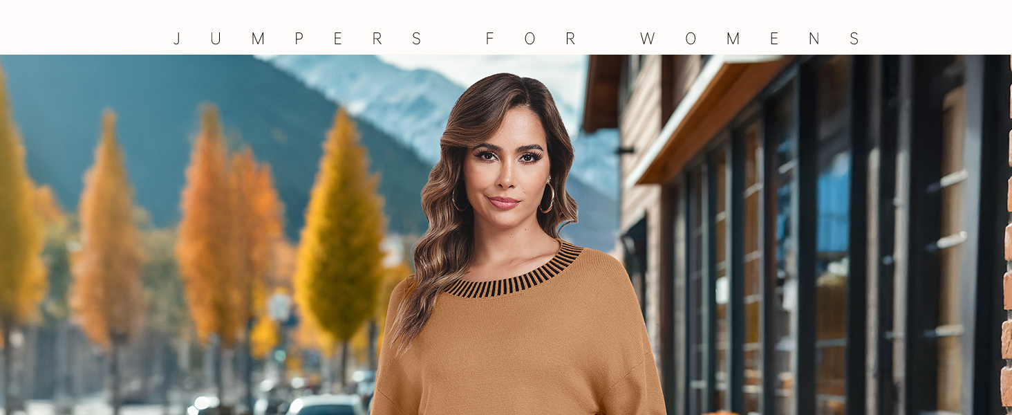 PrinStory Knitted Jumpers For Women Sweater Casual Long Sleeve Warm Knitwear Pullover Sweater Jumper