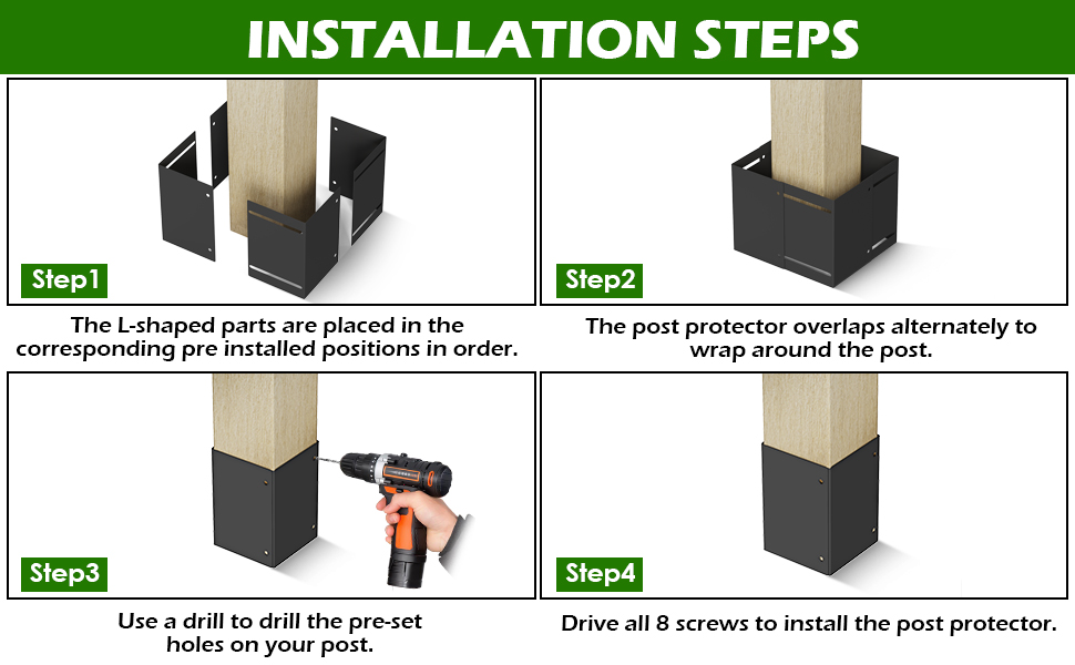 Aglehome Adjustable Post Protector, 304 Stainless Steel