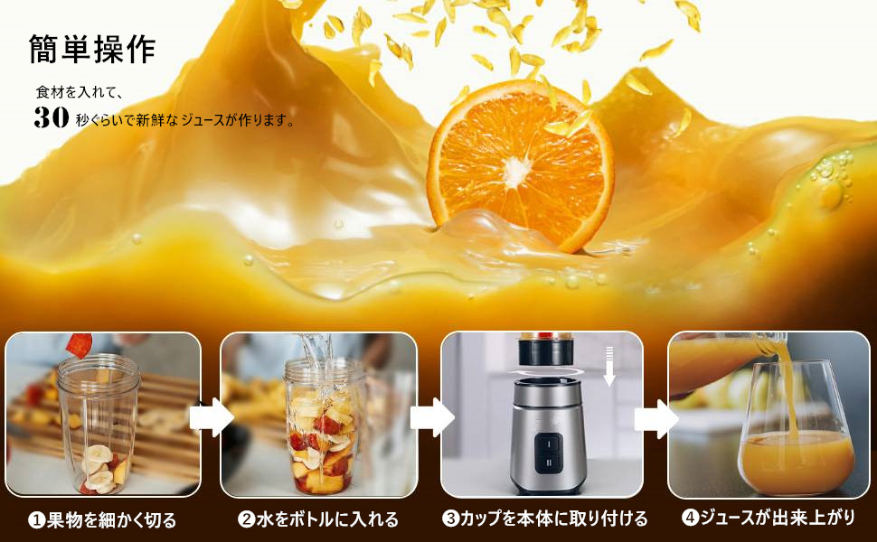 約30秒で美味しい新鮮ジュースが作れる❣驚くほど滑らかな仕上がり♪❤ジューサー 約30秒で美味しい新鮮ジュースが作れる❣驚くほど滑らかな仕上がり♪