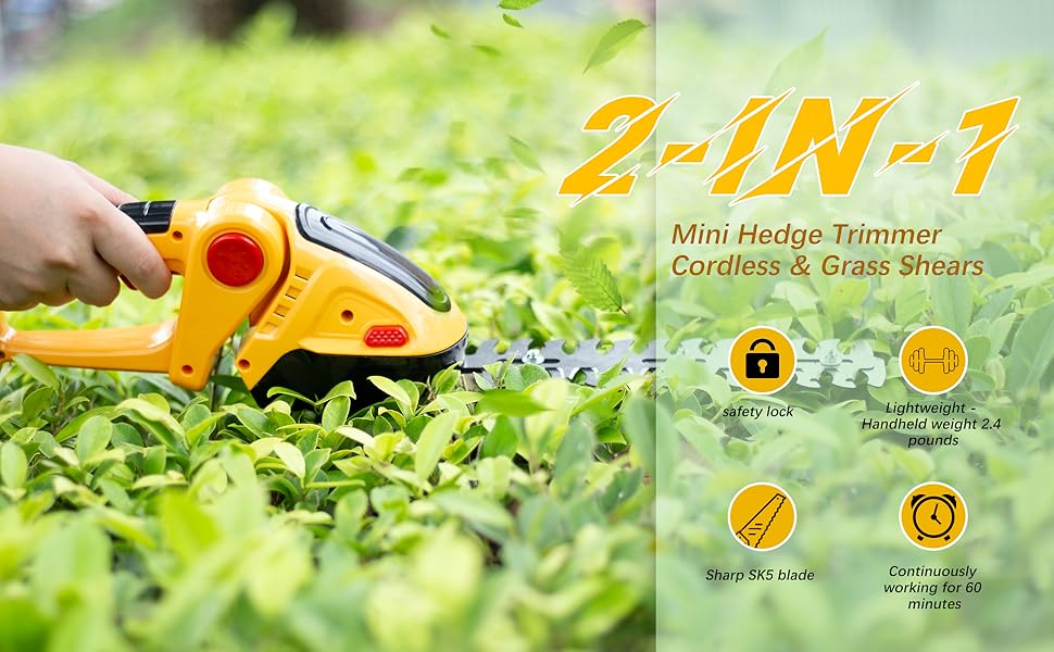 Cordless Hedge Trimmer24V Electric Shrub Trimmer Grass Shears Handheld