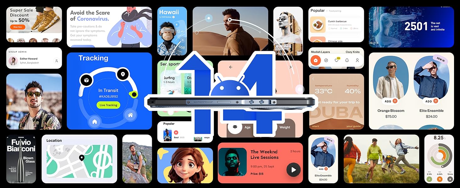 OUKITEL WP35S Rugged Smartphone Android 14,24GB+256GB/1TB-6.6"HD+Waterdrop Phones,11000mAh/20w