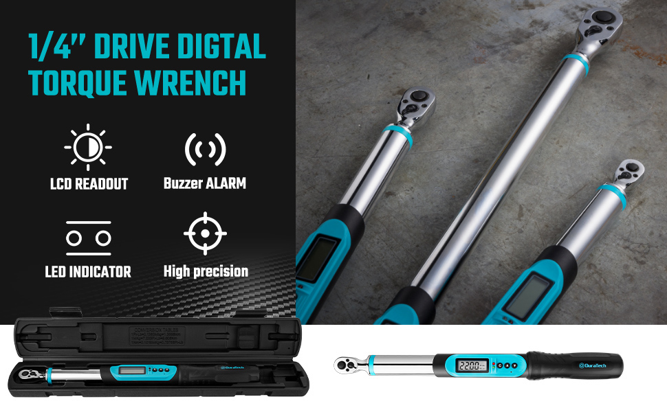 DURATECH 1/4 Inch Drive Digital Torque Wrench (4.4-22 ft-lbs