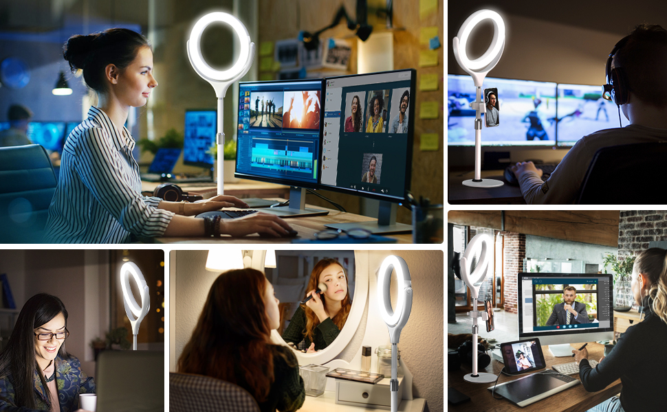 Amazon.com : Computer Ring Light with Stand for Desk - 8'' Desktop ...