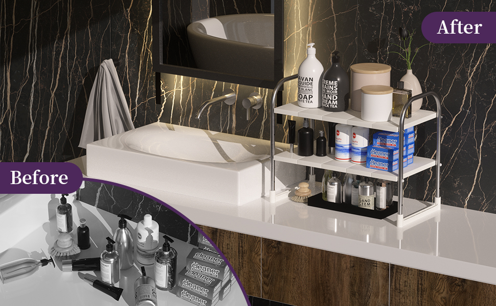 SMONTER Under Sink Organizer 2 Tier Multifunctional Storage Rack