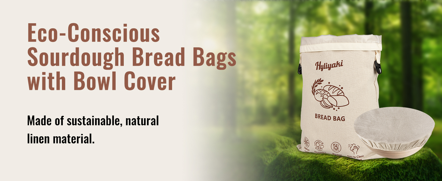 HYLIYAKI Reusable Bread Bags for Homemade Bread with Bowl