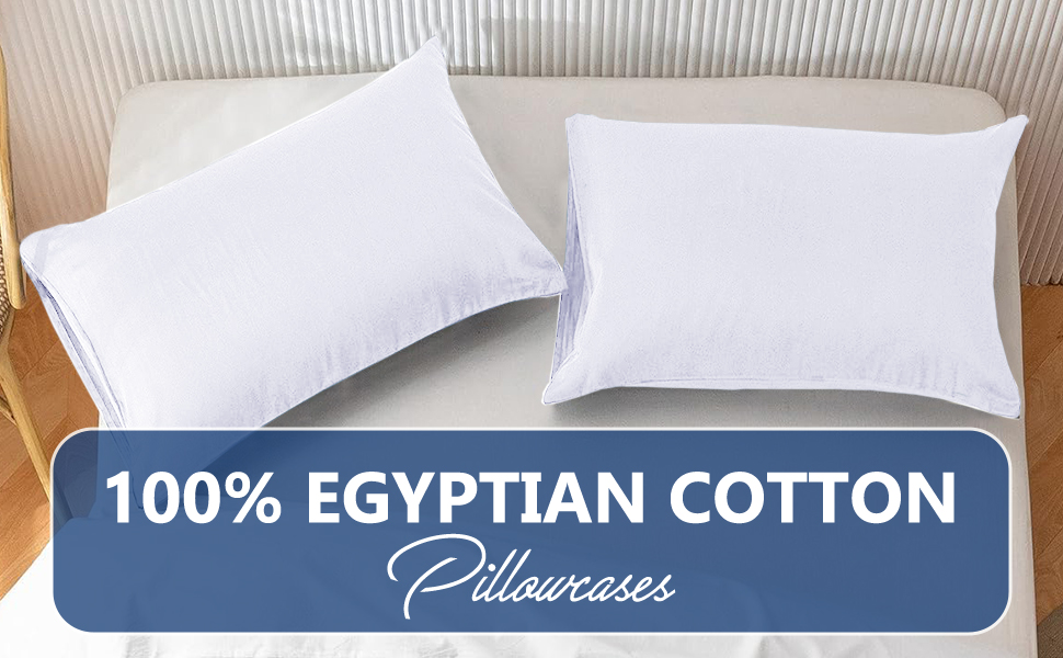 My home store White Pillow Cases 4 Pack - T200 100% Egyptian Cotton Envelop Closure Pillowcases - Hotel Quality Wrinkle Free Soft & Breathable Pillows Cover 10 Cotton Pillowcases