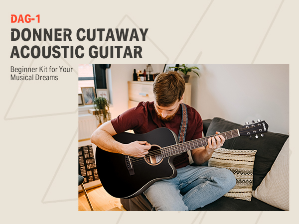 Donner DAG-1CB マットブラック アコースティックギター Amazon | Donner アコースティックギター 初心者セット