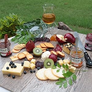 vistevia jams on cheese platter