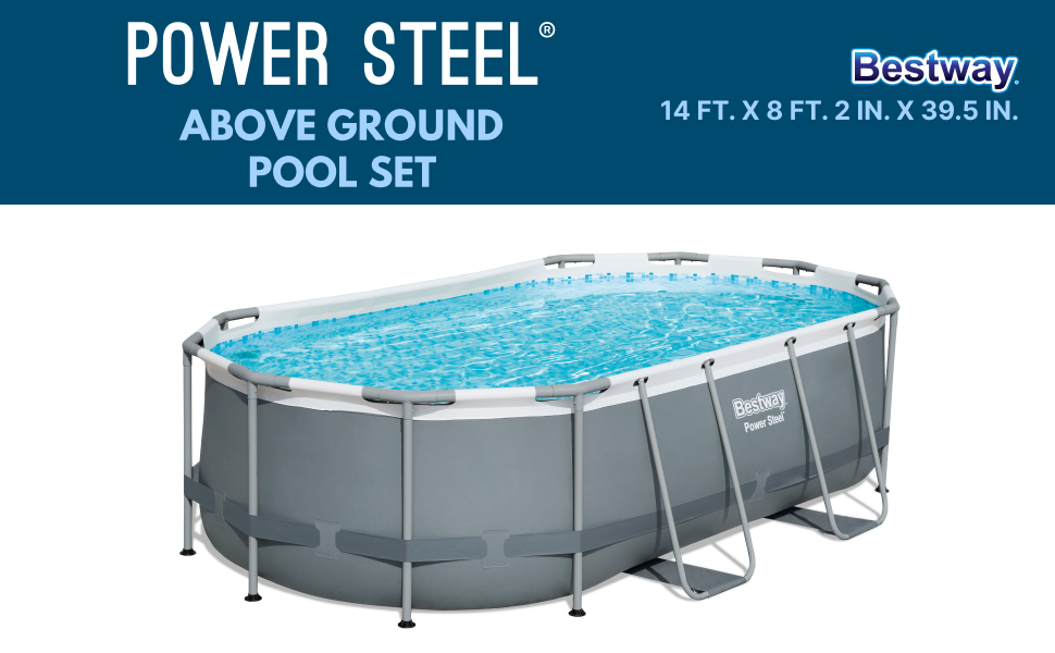 Bestway Power Steel 56622E Above Ground Pool Set with Ladder, Cover, and Filter Pump