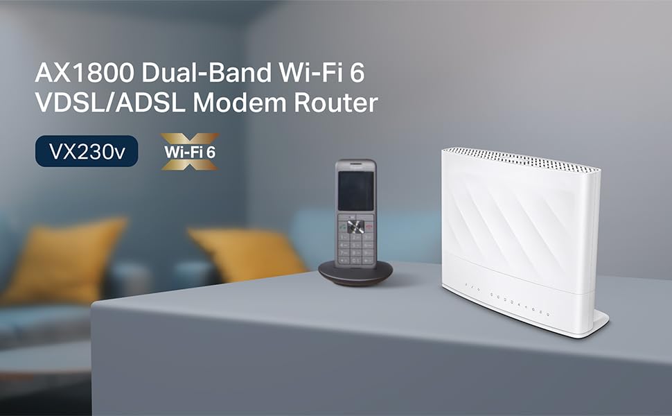 TPLink VX230v, AX1800 DualBand WiFi 6 Fiber Destekli VDSL/ADSL Modem