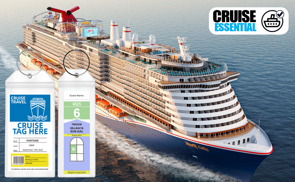 6 Pack Clear Cruise Luggage Tags for Royal Caribbean and Celebrity, Carnival, MSC