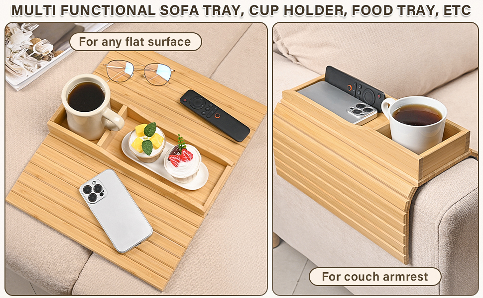 YUBAMIN Couch Cup Holder, AntiDropping Sofa Arm Tray, Anti