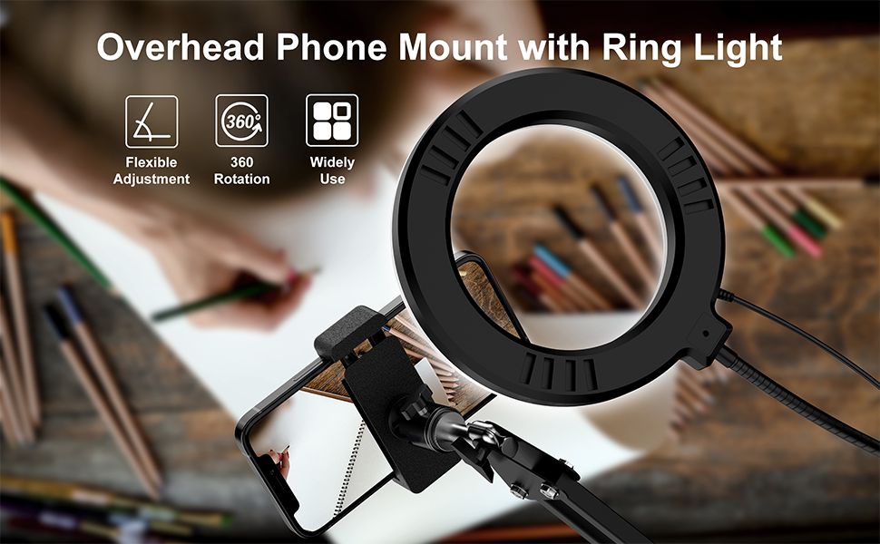 MagLoop Overhead Camera Mount with Ring Light, 6