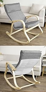 SoBuy Armchair Rocking Nursing Chair Recliner Adjustable Footrest & Removable Cushion Monther's Choice,FST16-R 21 FST15-DG