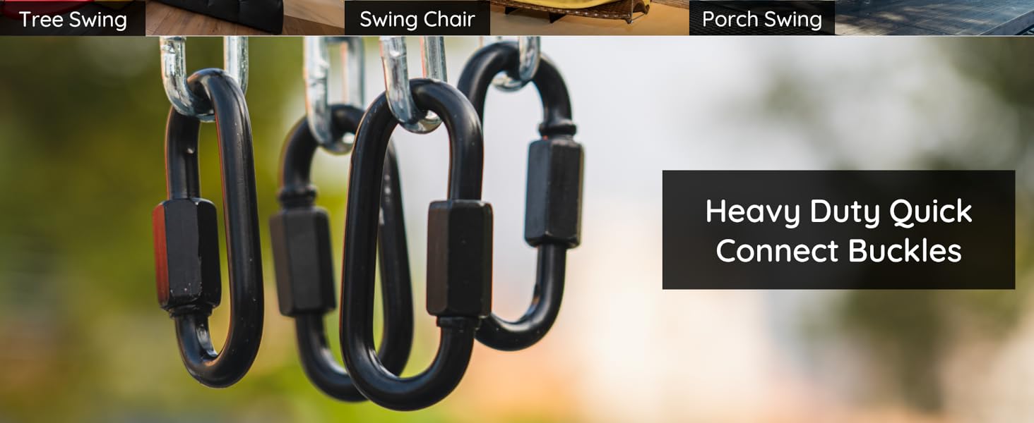 BeneLabel 2Pcs 28 inch Silver Hanging Chain Kits with 4 Carabiners 1000 LB Capacity Heavy Duty Hanging Hammock Chair Hardware Swing Extender Chain for Hanging Chair, Punching Bags, Porch Swing 12 BeneLabel 2 Hanging Chair Chain with 4 Carabiners