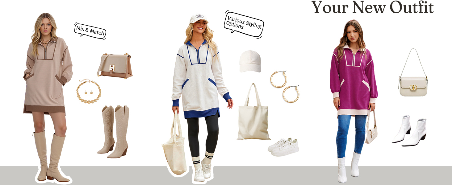Wenrine Women&#39;s Oversized Sweatshirt Dress