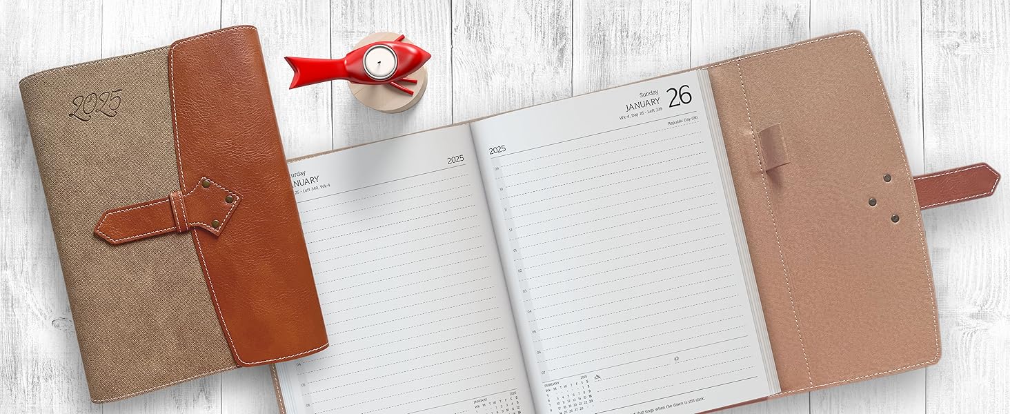 Anupam Vintage Diary 2025 with Dates, 2025 Daily Planner Full Page Per