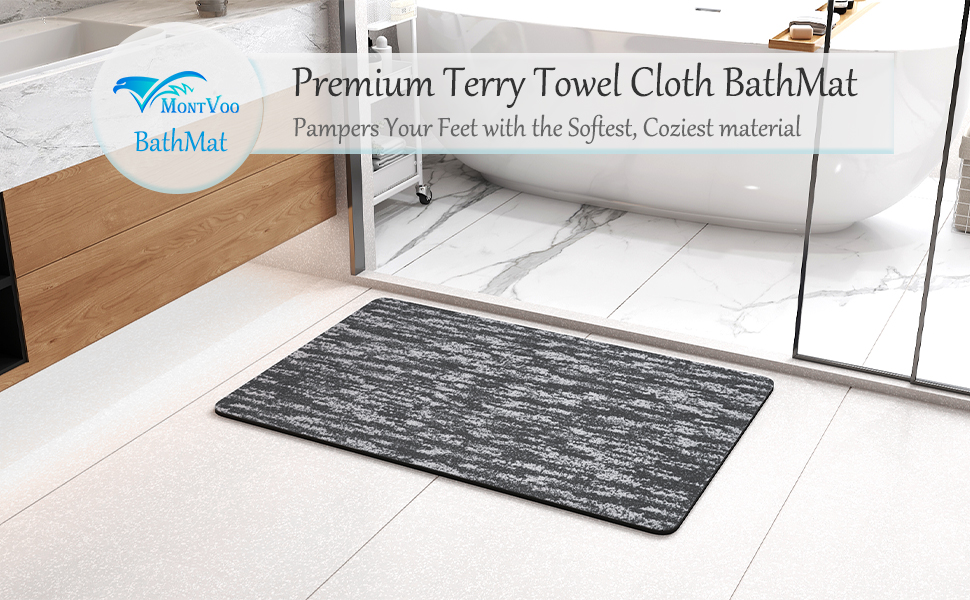 MontVoo BathroomRug Mat, Super Absorbent Microfiber Bath Mat for Bathroom, NonSlip