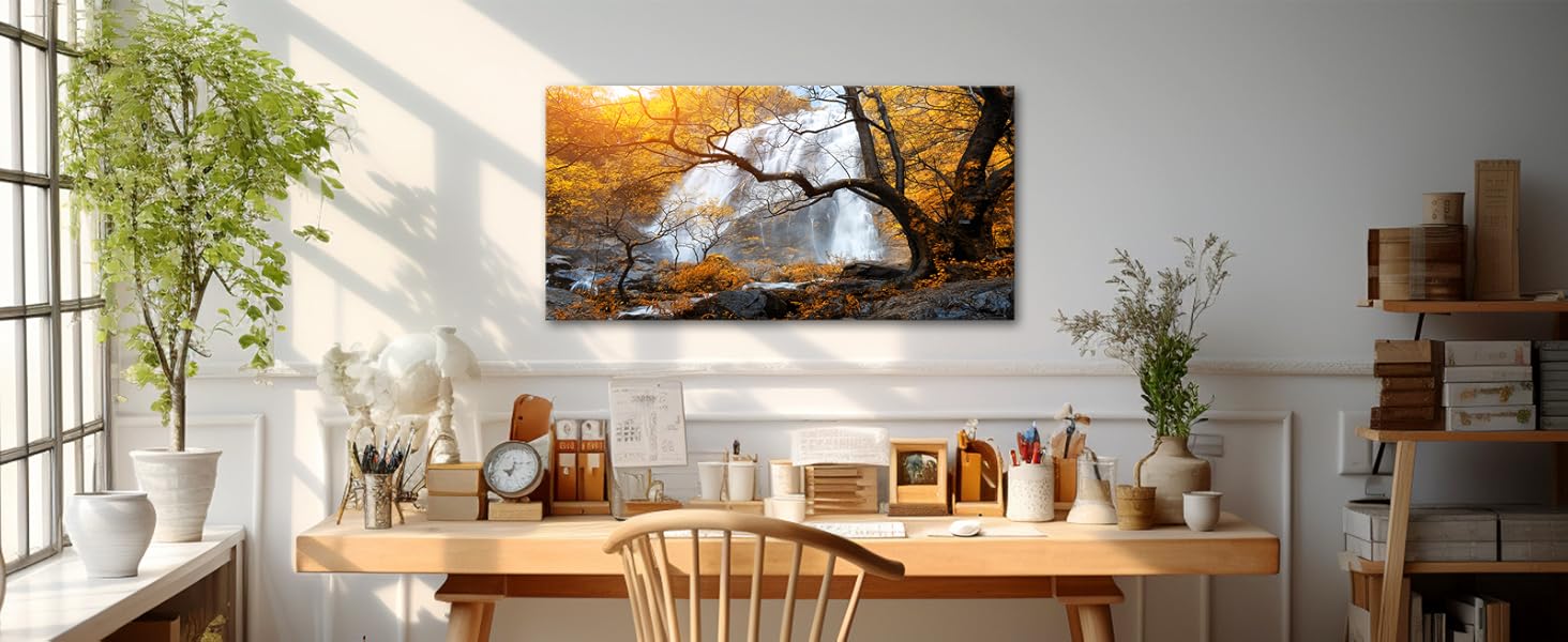 Waterfall Canvas Wall Art Nature Forest Scenery Autumn